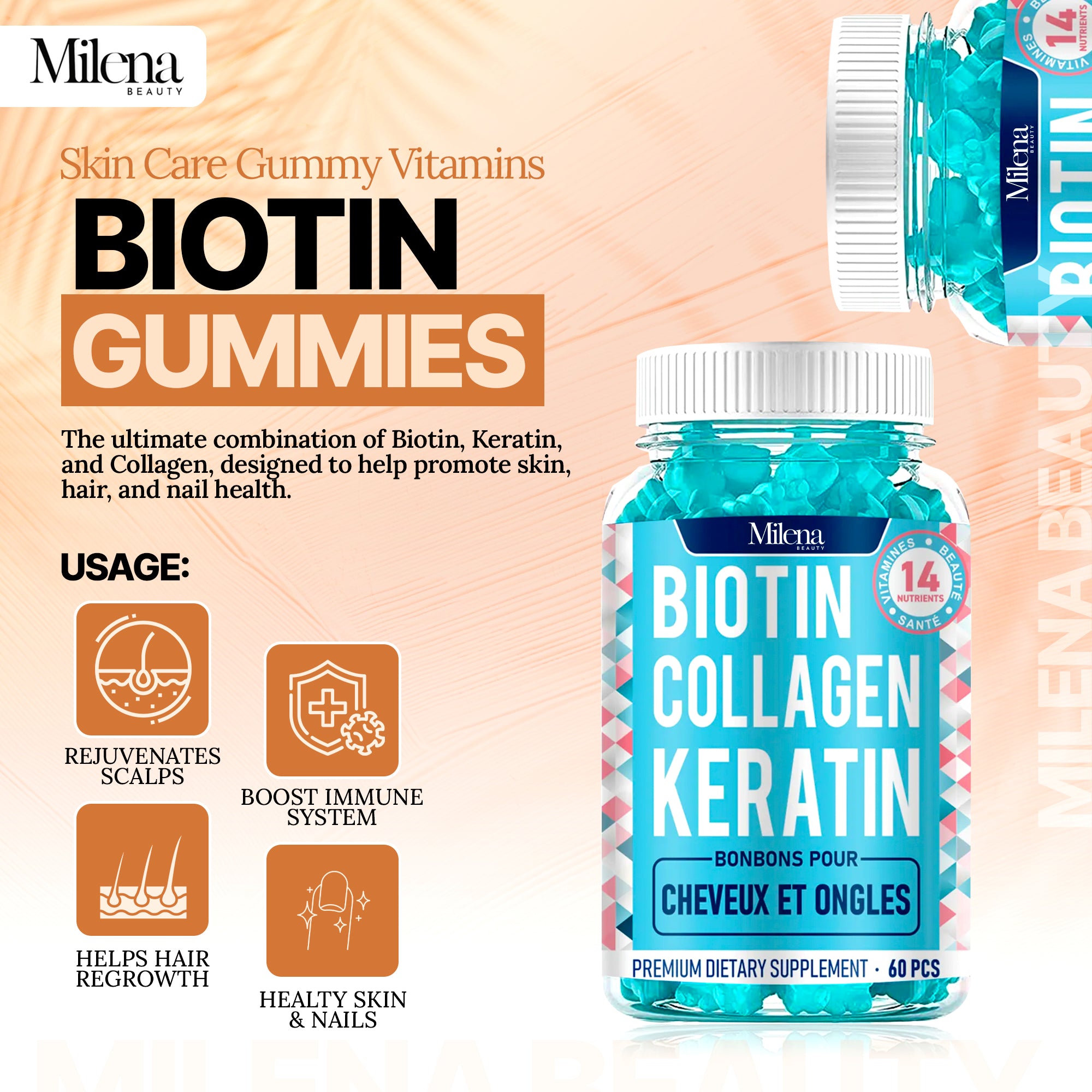 Milena Gummies ~ Collagen Biotin keratin