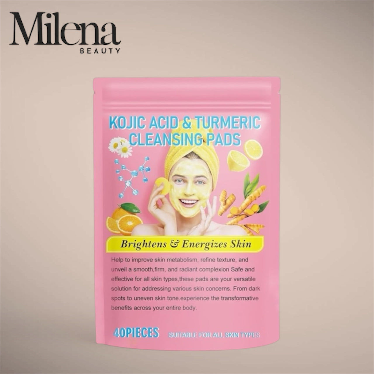 Turmeric Kojic Acid Pads: Dark Spot Removal - Soothing Irritations 40Pcs